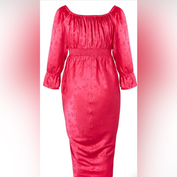 11 HONORÉ 🆕 Brittney Floral Long Sleeve Satin Midi Dress. Size 14W. - Picture 7 of 8